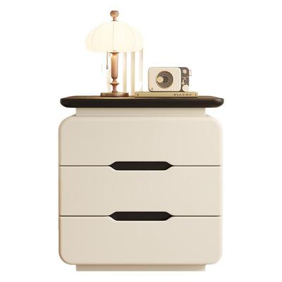 中古奶油风实木床头柜三抽屉柜子