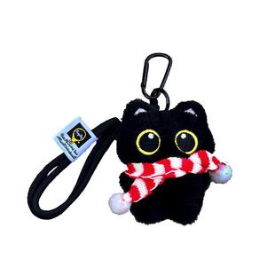 可爱呆萌铃铛小黑猫毛绒玩偶包挂件车钥匙扣公仔情侣创意礼物挂饰