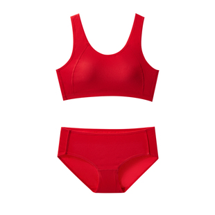 女童内衣内裤套装红色本命年发育期初中学生背心可爱纯棉少女文胸