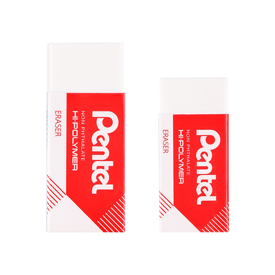 官方旗舰店 日本pentel派通高聚物学生铅笔橡皮素描小号中号净擦力儿童可用橡皮擦红白色HI·POLYMER