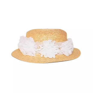 MONA同款花朵草帽女ins风高级感编织平顶法式太阳帽子度假防晒夏