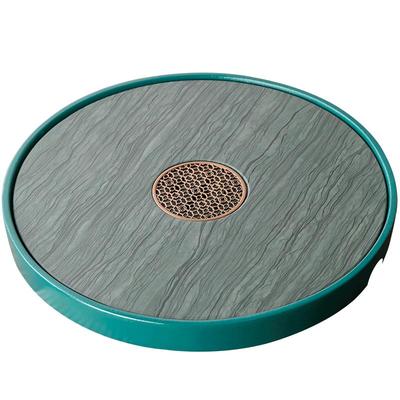 圆形陶瓷乌金石储排水茶盘中式