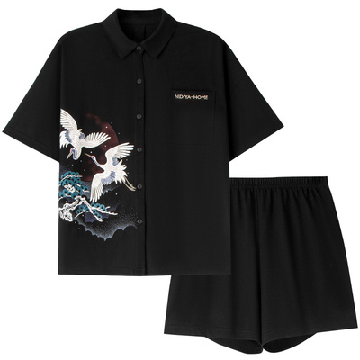 妮狄娅情侣中国风印花纯棉家居服