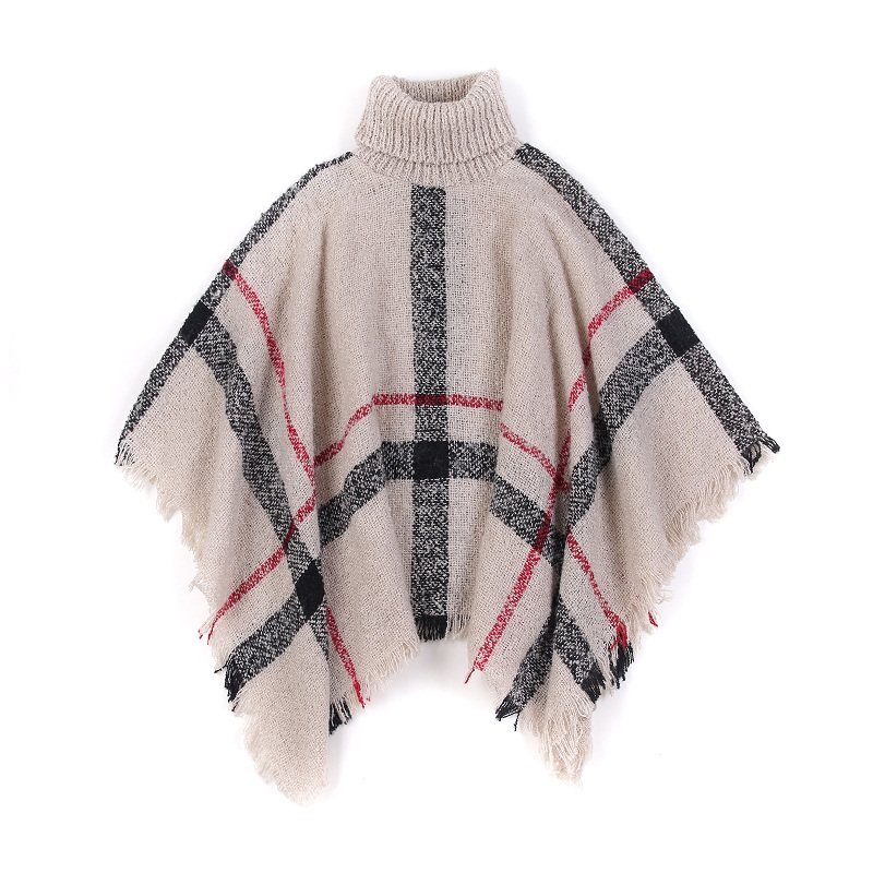 欧洲站时尚设计师高领披肩针织衫