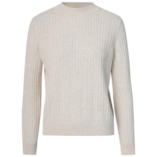 皮皮狗秋冬新款半高领绞花羊绒衫女纯色打底针织毛衣