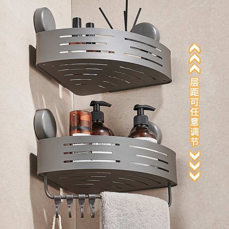 卫生间吸盘置物架浴室免打孔洗手台洗漱篮收纳台壁挂架子三角厕所