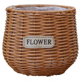 田园手工藤编蝴蝶兰编织花盆篮子花篮插花鲜花绿植草编盆栽客厅