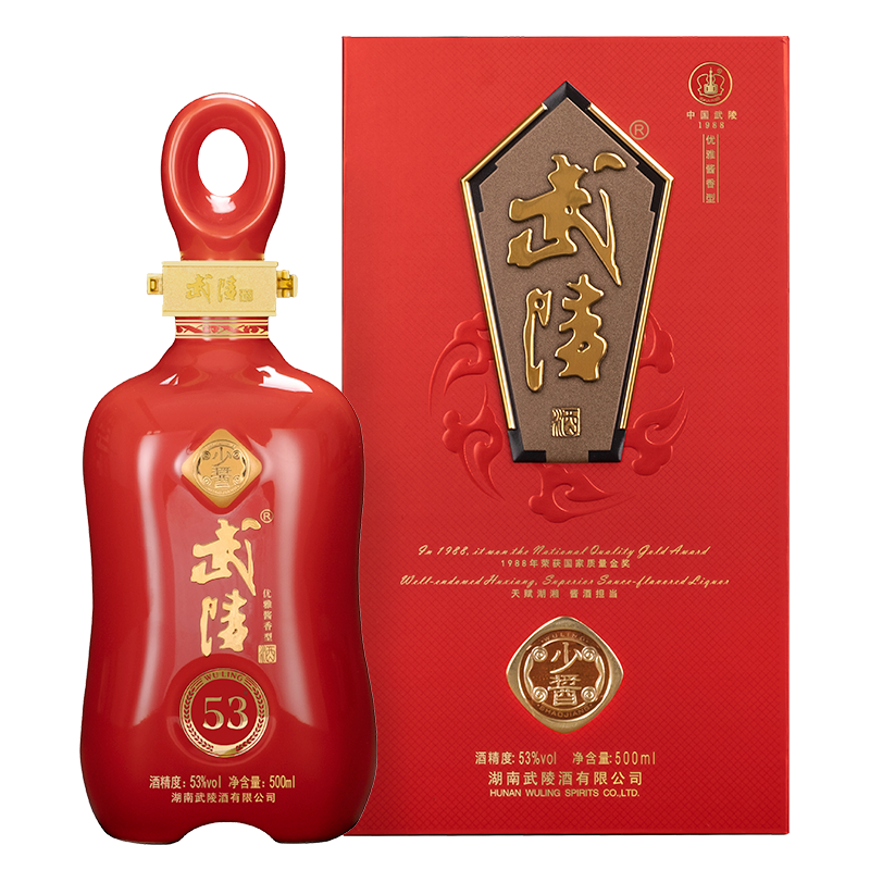 武陵酒少酱500ml*单瓶53度酱香型纯粮食白酒礼盒结婚婚礼宴席用酒