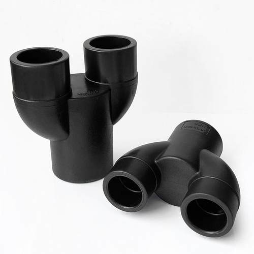 PE水管Y型三通Y形配件32 40水管分水一拖托二管头1寸热熔Y型三通