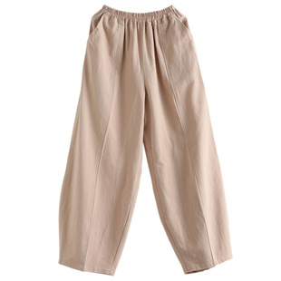 亚麻休闲裤男超宽松大码亚麻灯笼裤男中国风休闲裤棉麻白色阔腿裤