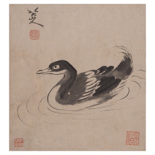 八大山人朱耷花鸟走兽画册5幅名家国画真迹微喷复制临摹学习画稿