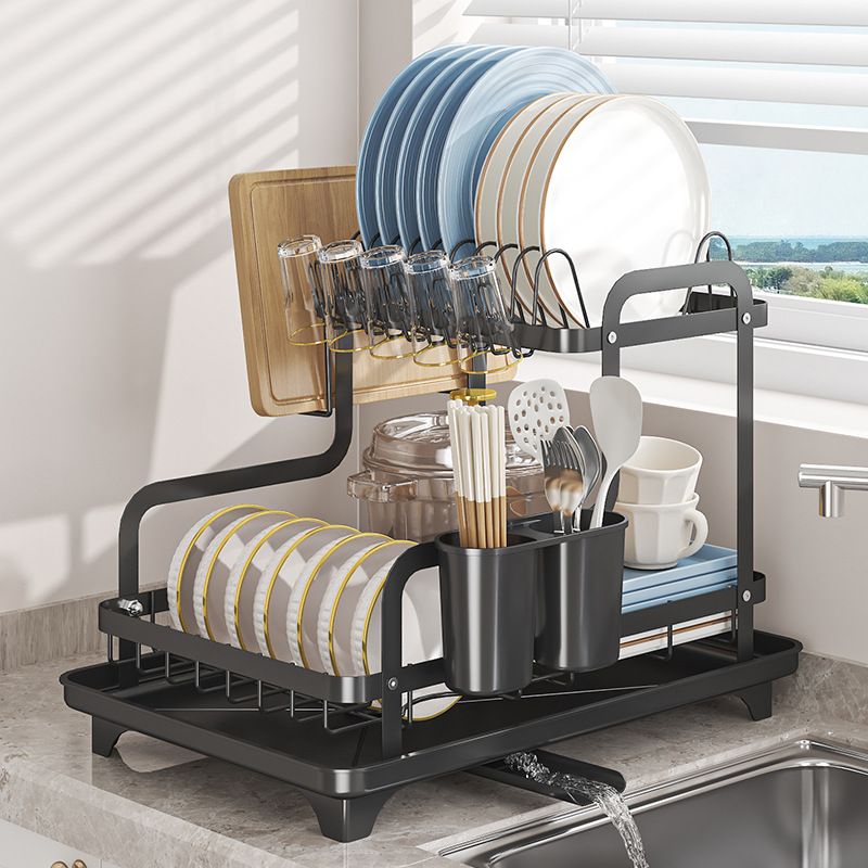 厨房双层沥水碗碟架多功能晾家用放碗筷子架台面放置物架碗盘收纳