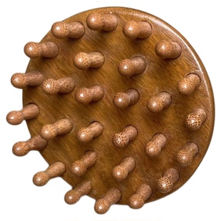 新款金丝檀圆盘指环按摩梳头皮经络梳防脱发檀木木梳子女士头疗梳