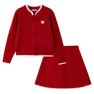 【新年】PawinPaw卡通小熊童装26年新款新中式国风女童针织套装裙