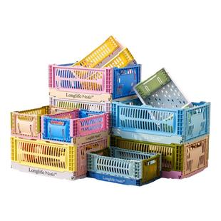 longlife折叠篮塑料收纳篮收纳筐水果蔬菜零食储物篮子桌面收纳盒