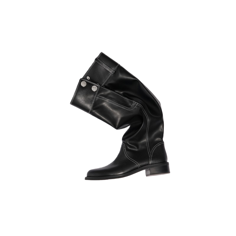 LOST IN ECHO 设计师品牌 25秋冬新品仿裤筒堆堆圆头骑士靴SOLSOL