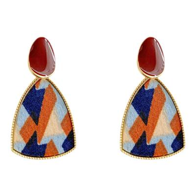 s925银针几何彩色耳环