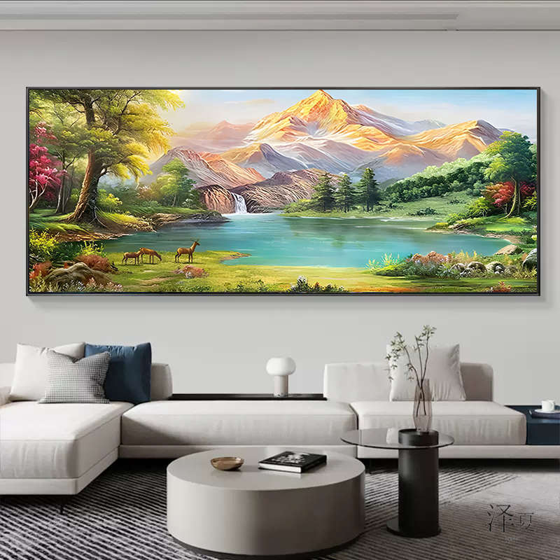 5d钻石画满钻新款客厅背靠金山2025点钻十字绣钻石绣山水风景大画