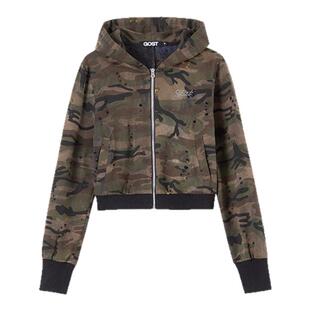 GOST迷彩恶魔帽卫衣外套潮牌蝙蝠翅膀烫钻设计感百搭休闲短款上衣