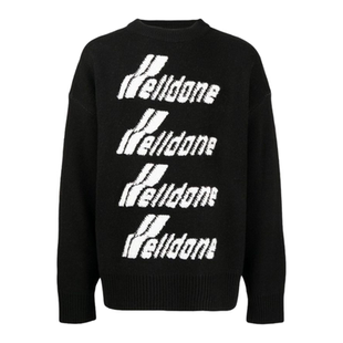 WE11DONE MOMO小众潮牌弹幕字母毛衣美式秋冬休闲情侣宽松针织衫