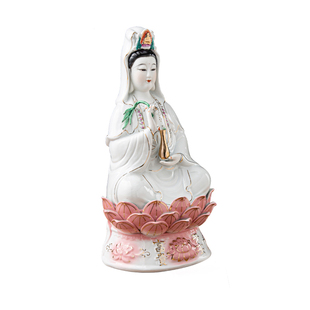 观音菩萨佛像陶瓷观音摆件古莲南海观世音菩萨家用桌面家居精致