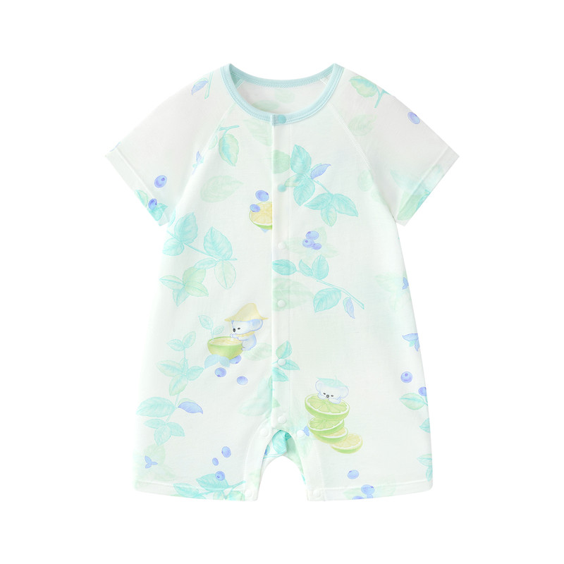 Babycare自然凉选短袖爬服宝宝夏季清凉包屁衣7A抗菌三角连体衣