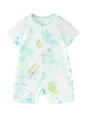 Babycare自然凉选短袖爬服宝宝夏季清凉包屁衣7A抗菌三角连体衣