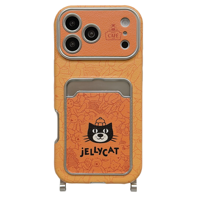 jze 可爱线条Jellycat吉利猫卡包适用苹果17ProMax手机壳iphone15新款16pro女13大视窗15pro挂链14防摔保护套