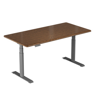 乐歌实木白蜡木电动升降桌黑胡桃木色实木电脑桌办公书桌E5-N/E6