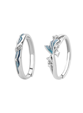 18光年S999纯银戒指鲸海星梦原创鲸鱼情侣对戒高级感小众设计戒指