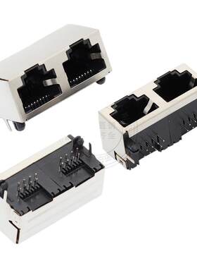 RJ45插座 5224 网口插座 卧式90度1*2 双口网络接口 两口插座
