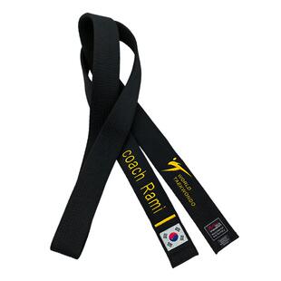 世界跆拳道联盟黑带刺绣5cm教练腰带WTF新标定制段位名字跨境代发