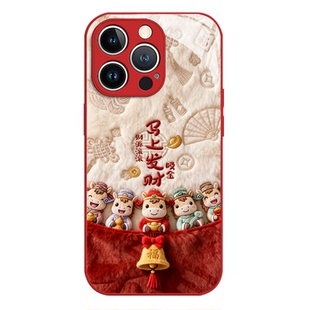 毛绒马上发财适用华为pura70手机壳mate80promax马年nova14新款13新年12荣耀500秋冬400本命年300挂绳x60外50