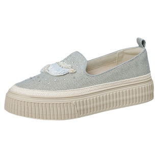 索菲娅厚底渔夫鞋女2026新款水母海螺透气甜美休闲一脚蹬平底单鞋