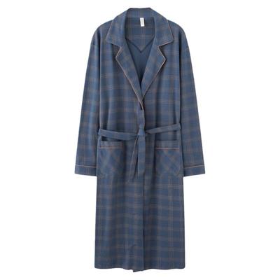 浪莎春秋季男士纯棉长袖系带睡袍