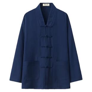 武当山道服三清领传统三宝领居士练功服新款道袍竹节麻男女道衣服