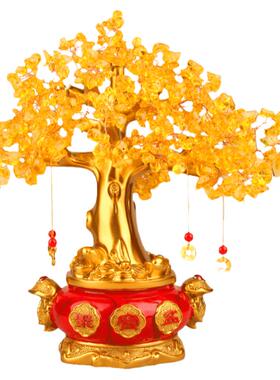 黄水晶发财树摆件办公室