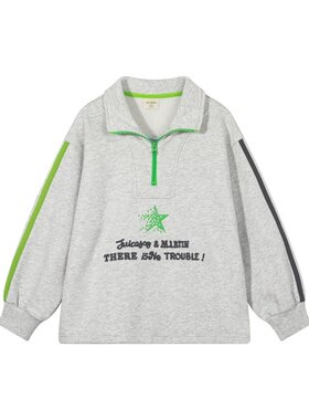 马拉丁童装儿童卫衣2024年春装新款男童大童领口两穿polo领卫衣