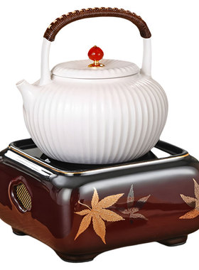 台湾莺歌烧金枫叶静音煮茶电陶炉