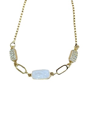 时尚简约抽拉手链女可调节香槟金轻奢百搭镶钻几何贝母送女友手链