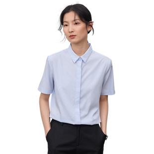 宿·色浅蓝色职业衬衫女新款工作服正装上衣公务员面试短袖白衬衣