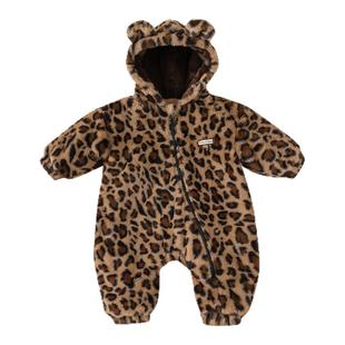 贝贝城婴儿衣服宝宝棉服女宝豹纹连体衣夹棉秋冬男宝外出服新生儿