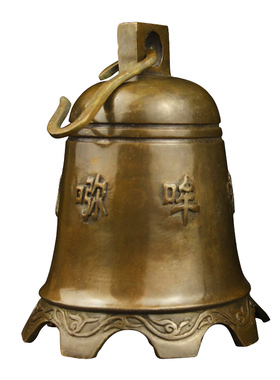 铜铃铛铜铜铃铛复古铜钟风铃挂饰挂件 六字真言摆件小大号铜钟纯