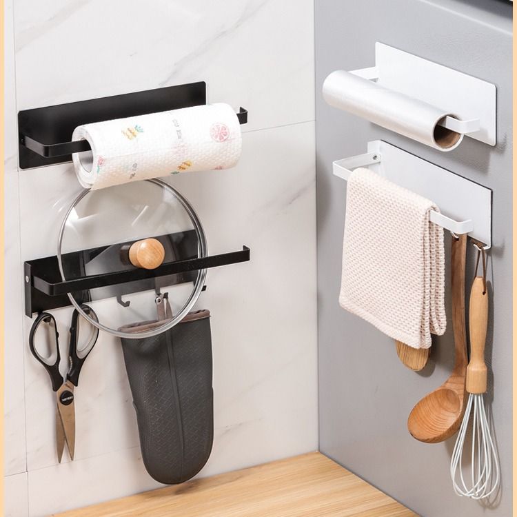 厨房冰箱侧面挂架保鲜膜收纳架磁吸式免打孔抹布毛巾架厨房卷纸架