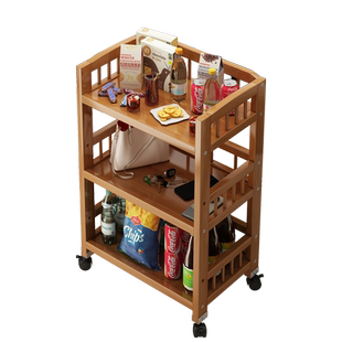 带轮可移动小推车家用实木茶几小户型沙发边几茶水架多功能置物架