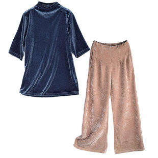 高端雪尼尔阔腿裤女套装金丝绒 2025冬季新款加绒女裤 灯芯绒裤子