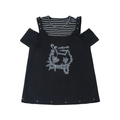 pinksavior【零度街区】黑灰摇滚少女设计感短袖短下装设计套装