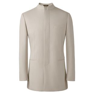 吉约蒙中山装男香槟色新中式西服套装新郎结婚礼服国风订婚西装