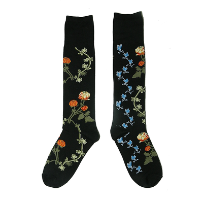 ss2l秋冬植物花卉丝光棉女袜