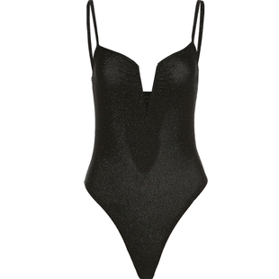 SylCue欧美风性感露背连体衣女修身深V镂空吊带上衣百搭设计感ins